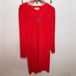 MICHAEL Michael Kors Red & Pink Long Sleeve Dress